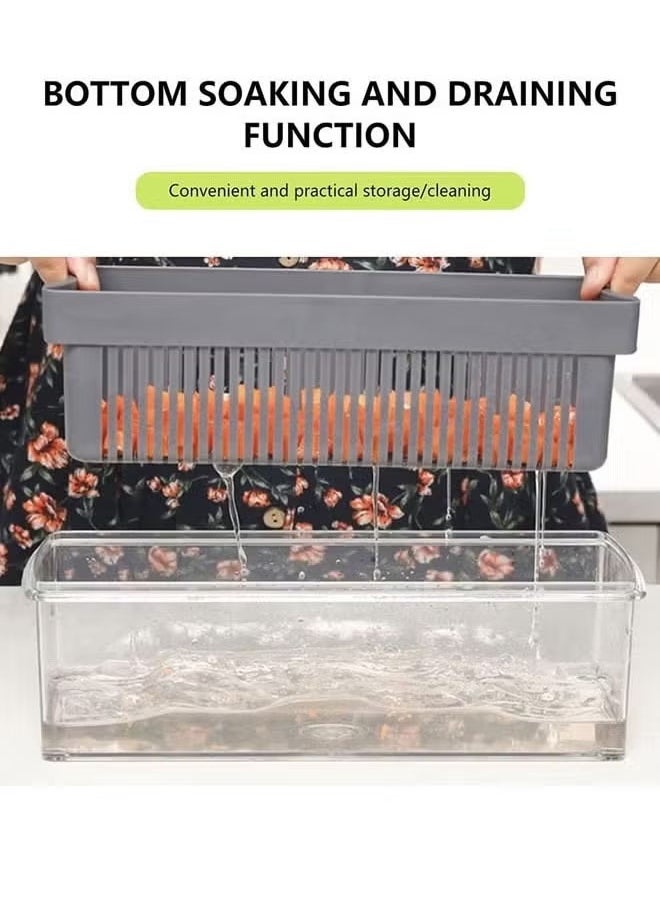 Generic - Vegetable Chopper  Multifunctional Chopper  Vegetable Slicer Manual Chopper  Food Chopper Veggie Chopper 11 in1 Multifunctional Chopper Vegetable Chopper With Container With Drain Basket Vegetable Slicer Dicer Cutter - Image 1
