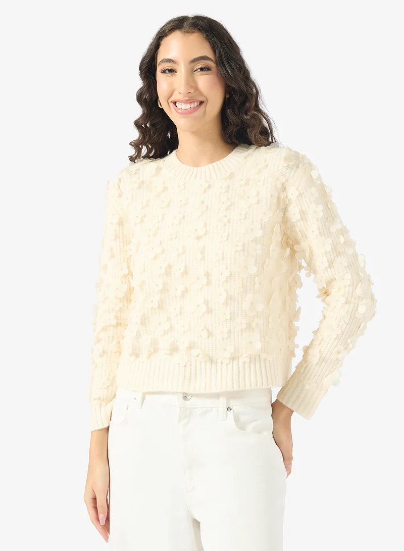 ONLY Flower Detail Pullover Sweater