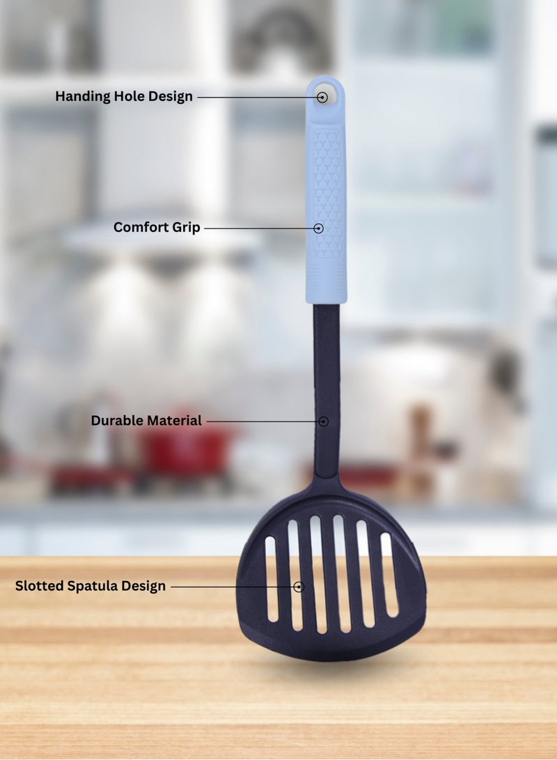 British Chef Nylon Turner Kitchen Cooking Utensil Made of Heat Resistant Nylon Ideal for Easy Food Preparation or Serving-Black & Light Grey BC331 - Image 3