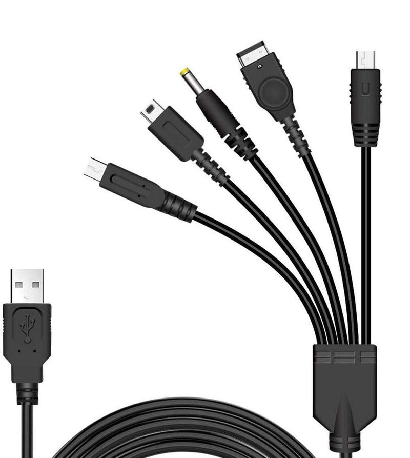 eWINNER 5 in 1 USB Charger Cable for Nintendo DS Lite/Wii U/New 3DS (XL/LL)/3DS (XL/LL)/2DS/DSi (XL/LL)/NDS/Gameboy Advance SP/PSP 1000 2000 3000/Multi-Functional USB Charging Cord - Image 1