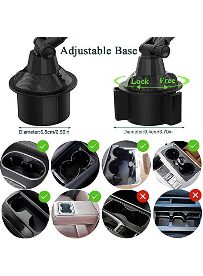 طاولة حامل مشروبات للسيارة قابلة للتعديل 360° – طاولة سيارة متعددة الوظائف مع حامل هاتف – صينية سناك ومنظم سيارة يُركّب في حامل الأكواب – تصميم عالمي - Image 3