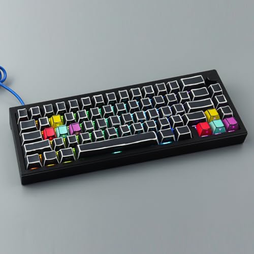Tsungup Custom Keycaps-Side Print Keycap Set,PBT Shine Through Cool Retro Keycaps 75 Percent,128 Keys Dye Sub Cherry Profile Keyboard Key caps for Cherry MX Mechanical Keyboard-Sketch Black Keycap - Image 3