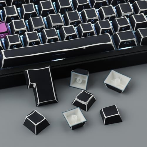 Tsungup Custom Keycaps-Side Print Keycap Set,PBT Shine Through Cool Retro Keycaps 75 Percent,128 Keys Dye Sub Cherry Profile Keyboard Key caps for Cherry MX Mechanical Keyboard-Sketch Black Keycap - Image 5