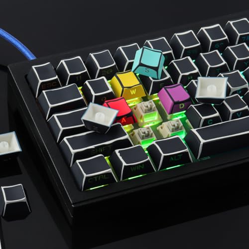 Tsungup Custom Keycaps-Side Print Keycap Set,PBT Shine Through Cool Retro Keycaps 75 Percent,128 Keys Dye Sub Cherry Profile Keyboard Key caps for Cherry MX Mechanical Keyboard-Sketch Black Keycap - Image 2