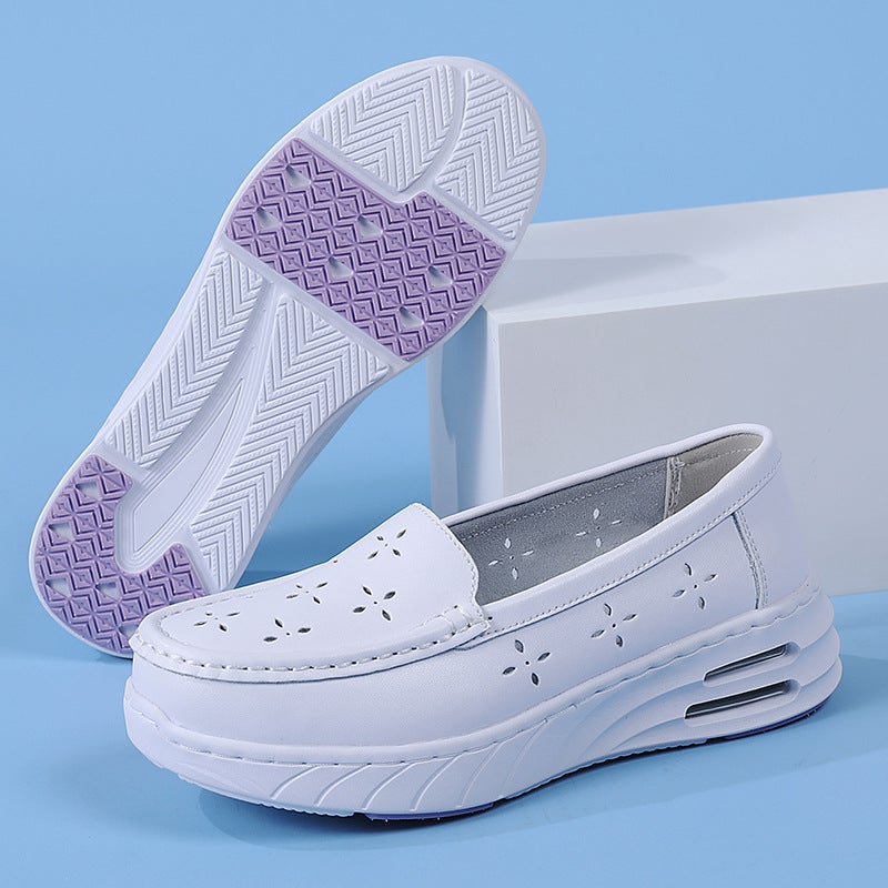 Nurse Shoes For Women, Soft Soles, Breathable, Shallow Mouth, Not Tiring For Feet, Comfortable, Non-Slip, Versatile, Medium Heel, Thick Sole, Heightening Medical Work Shoes - Image 2