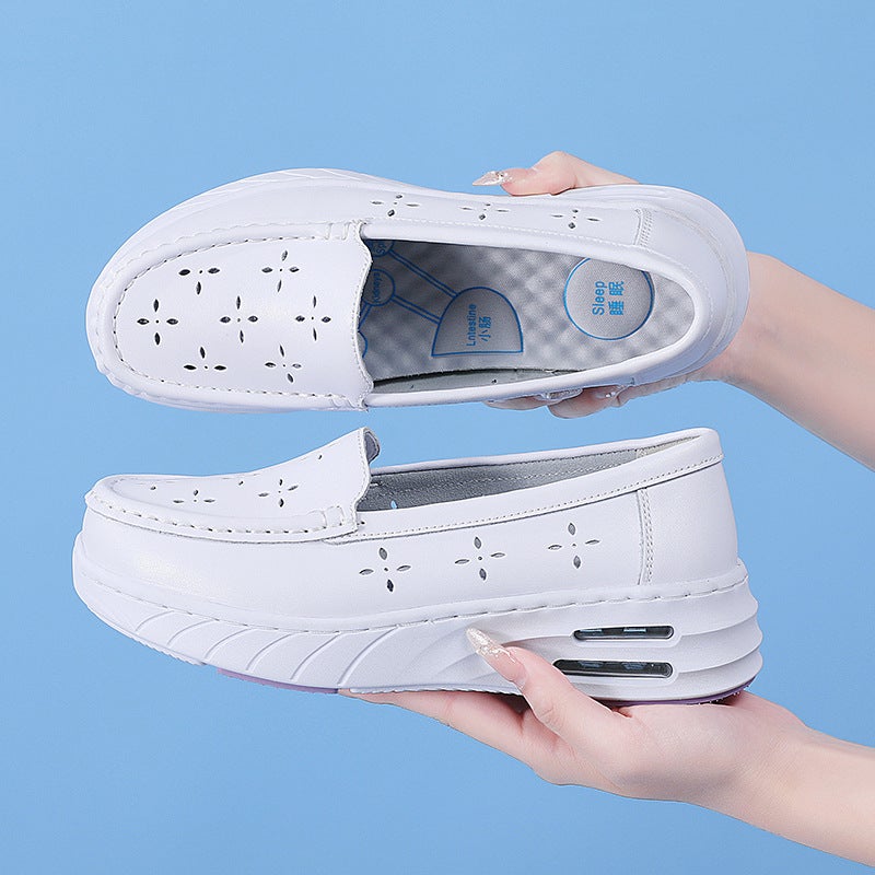 Nurse Shoes For Women, Soft Soles, Breathable, Shallow Mouth, Not Tiring For Feet, Comfortable, Non-Slip, Versatile, Medium Heel, Thick Sole, Heightening Medical Work Shoes - Image 4