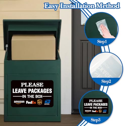 LUHIMO Leave Packages Here Sign, Self-Adhesive Weather & Fade Resistance Please Place Packages in Box Sign Sticker, Delivery Signs for Packages, Front Door，House, Home, Office Outdoor Use（11.6" x 7.4"） - Image 4