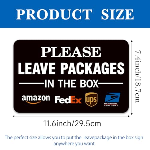 LUHIMO Leave Packages Here Sign, Self-Adhesive Weather & Fade Resistance Please Place Packages in Box Sign Sticker, Delivery Signs for Packages, Front Door，House, Home, Office Outdoor Use（11.6" x 7.4"） - Image 2