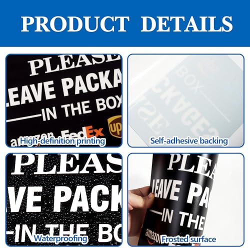 LUHIMO Leave Packages Here Sign, Self-Adhesive Weather & Fade Resistance Please Place Packages in Box Sign Sticker, Delivery Signs for Packages, Front Door，House, Home, Office Outdoor Use（11.6" x 7.4"） - Image 3