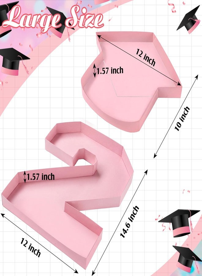 Tellingyou 5 Pcs 14.6" 2026 Graduation Charcuterie Number Fillable Cardboard Box Food Tray for Graduation Party Number Grad Hat Fillable Tray Chocolate Candy Party Supplies(Light Pink) - Image 3
