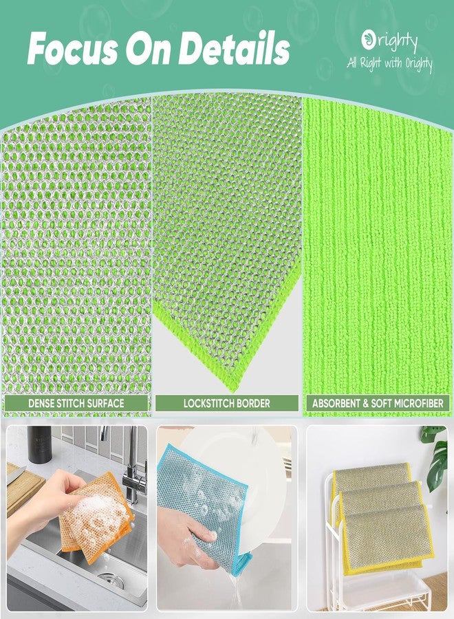 Orighty Multipurpose Wire Dishwashing Rag 12 Pcs, Upgraded Double-Layer Non-Scratch Wire Dish Cleaning Cloths, Kitchen Reusable Steel Scrubber, Powerful Dishcloth Rag for Cookware, Multicolor, 7"x8" - Image 3