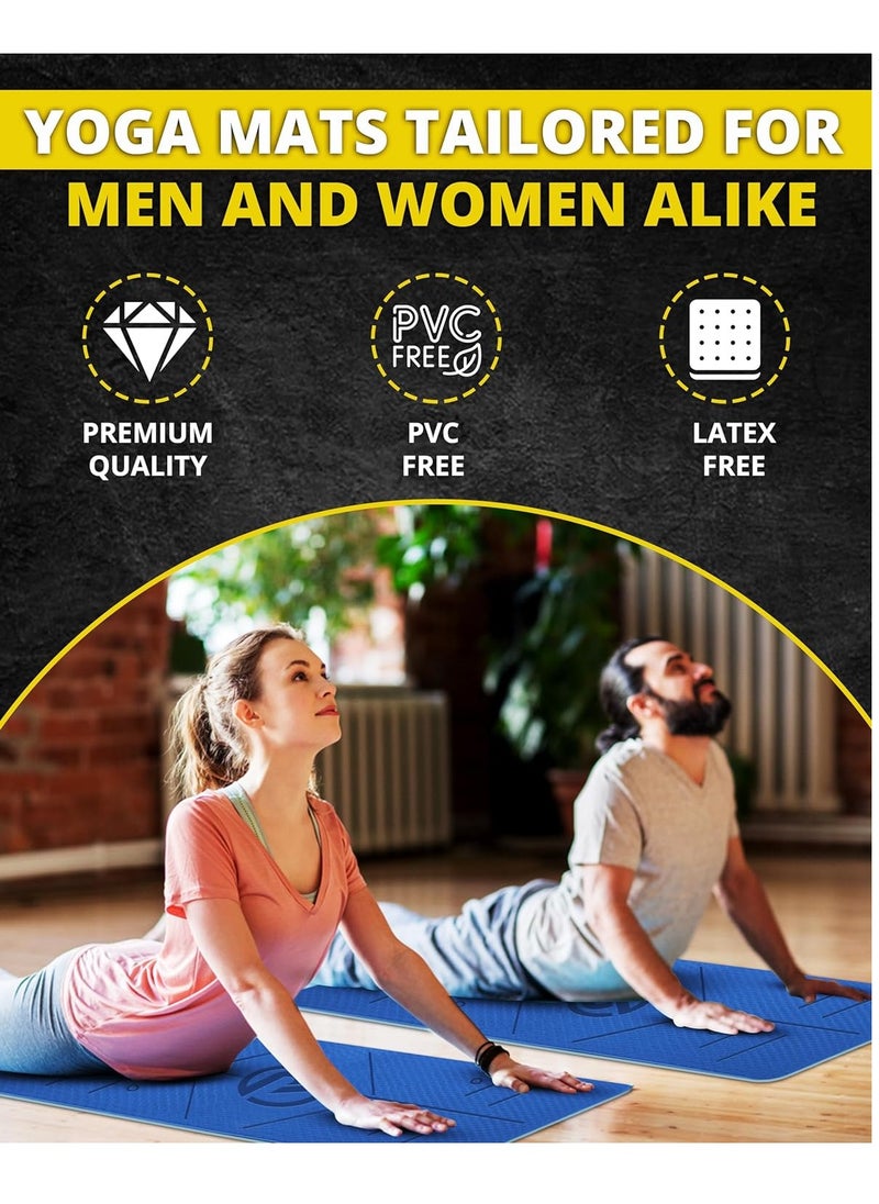 RIGID FITNESS Yoga Mat 6mm with Alignments - Anti-Slip TPE Yoga Mat with Carry Bag - Precision Alignment Lines, Double Colors, Lightweight & Durable for All Fitness Exercises- 183 * 66cm*0.6cm Thick  - Image 5