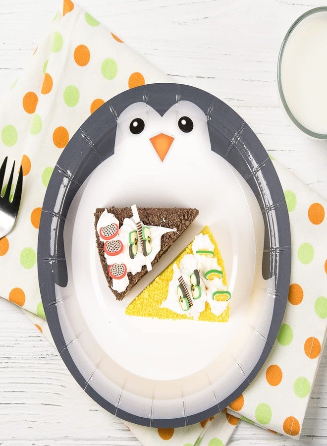 FIT Disposable Round Paper Plates, Biodegradable Eco Friendly Material Picnic Birthday Party Dinnerware, 25 Counts, Penguin - Image 3