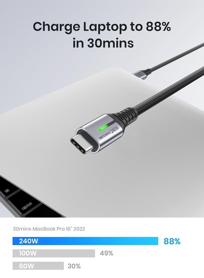 INIU 240W USB C Charger Cable,【2 Pack】 2m/6.6ft PD3.1 USBC to USBC Cable Downward Compatible with 140W 100W Fast Charging, 480 Mbps Type C Cable for MacBook Pro Dell XPS Samsung S23 Pixel Switch iPad - Image 2