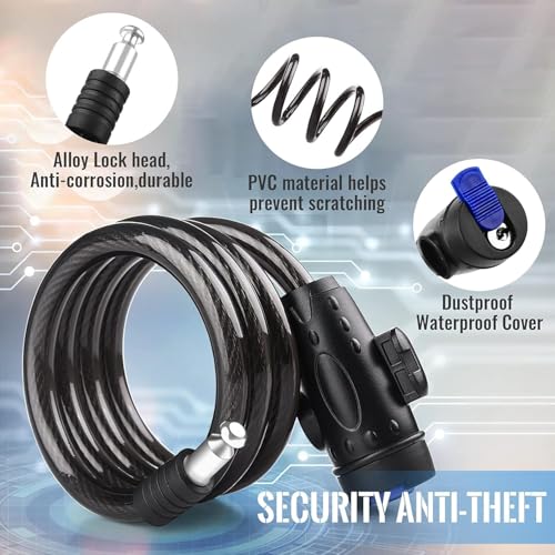 ShopiMoz Heavy Duty Cycle Lock with Key | Bicycle Lock with Key for Maximum Security | 12mm Anti-Theft Steel Cable Lock for Cycle, Bike & Scooter | Weatherproof 4ft Lock for Cycle & Bicycle - Image 2