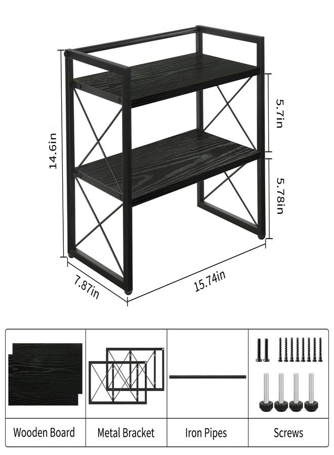 YINMIT Desktop Shelf Organizer, 2 Tier Office Shelves, Wood Desk Organizer Storage Rack and Freestanding Display shelf for Office, Dormitory, Home(Black) - Image 3