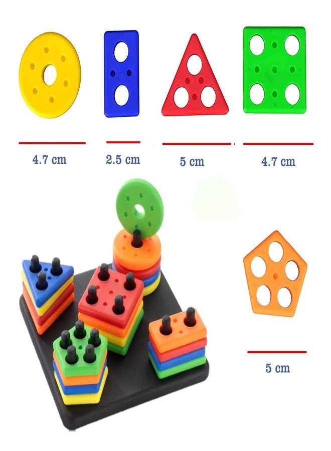 ADKD Geometric Board Blocks Sorting and Stacking Education Shapes and Colour Recognition Toys for Kids-Multicolor (Geo Block 2) - Image 2