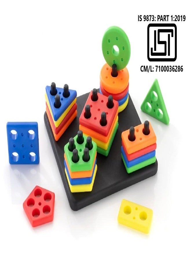 ADKD Geometric Board Blocks Sorting and Stacking Education Shapes and Colour Recognition Toys for Kids-Multicolor (Geo Block 2) - Image 3