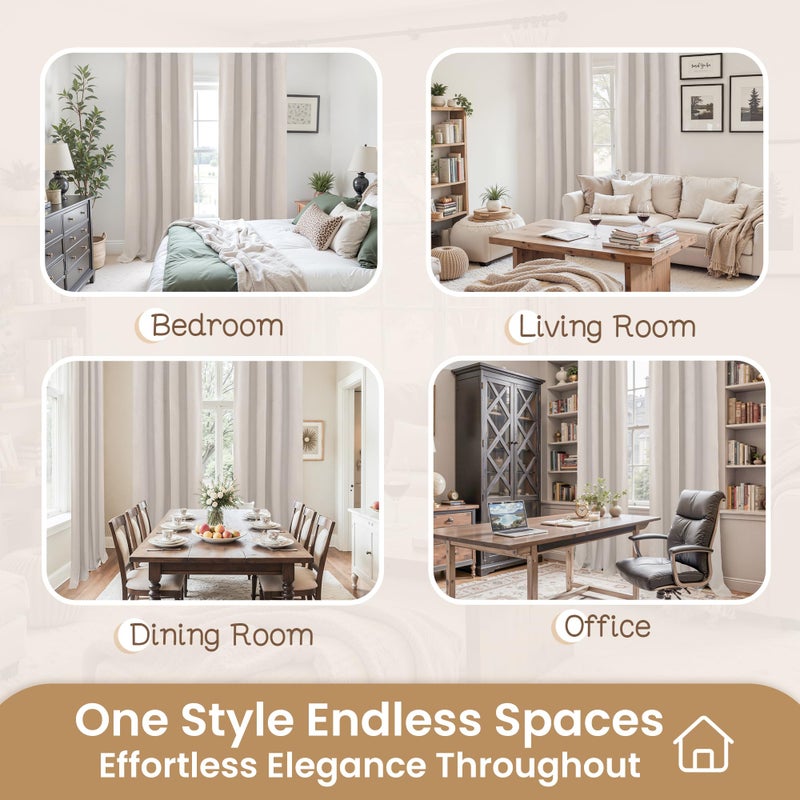 BGment 100% Blackout Curtains for Bedroom 52x84 Inch 2 Panels, Tan Linen Thermal Insulated Light Blocking Grommet Window Drapes for Living Room Farmhouse - Image 3