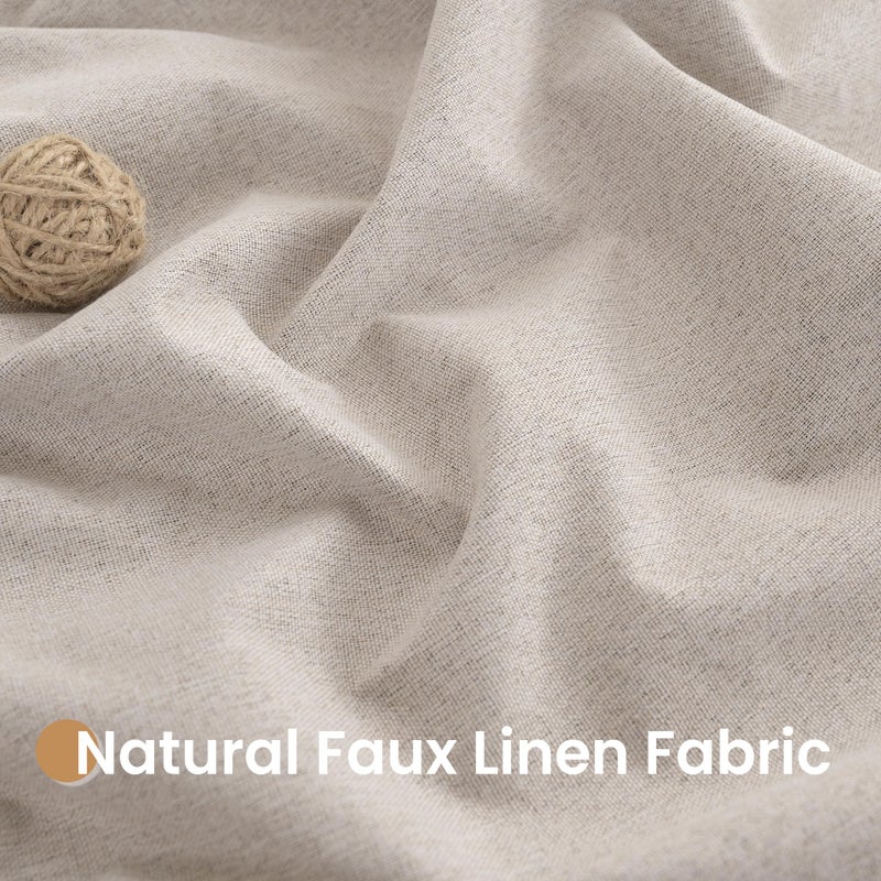 BGment 100% Blackout Curtains for Bedroom 52x84 Inch 2 Panels, Tan Linen Thermal Insulated Light Blocking Grommet Window Drapes for Living Room Farmhouse - Image 5