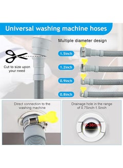 Bolivia's Washing Machine Drain Hos 2M Universal Drain Hose Extension Pipe Kit Flexible Portable Discharge Washer Hoses Easy To Install Washer Hoses With 1 Adapter 1 U Bend Bracket 2 Hose Clip  - Image 4
