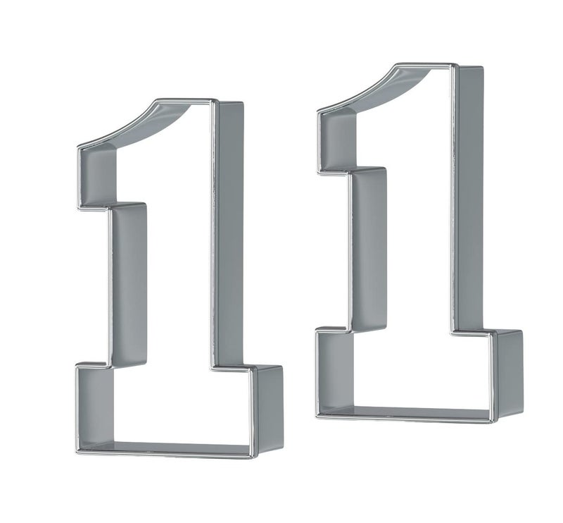 Bakerpan Stainless Steel Number 1 Cookie Cutter Cookie Cutter Number One Shapes 3 12 Inch  Set of 2