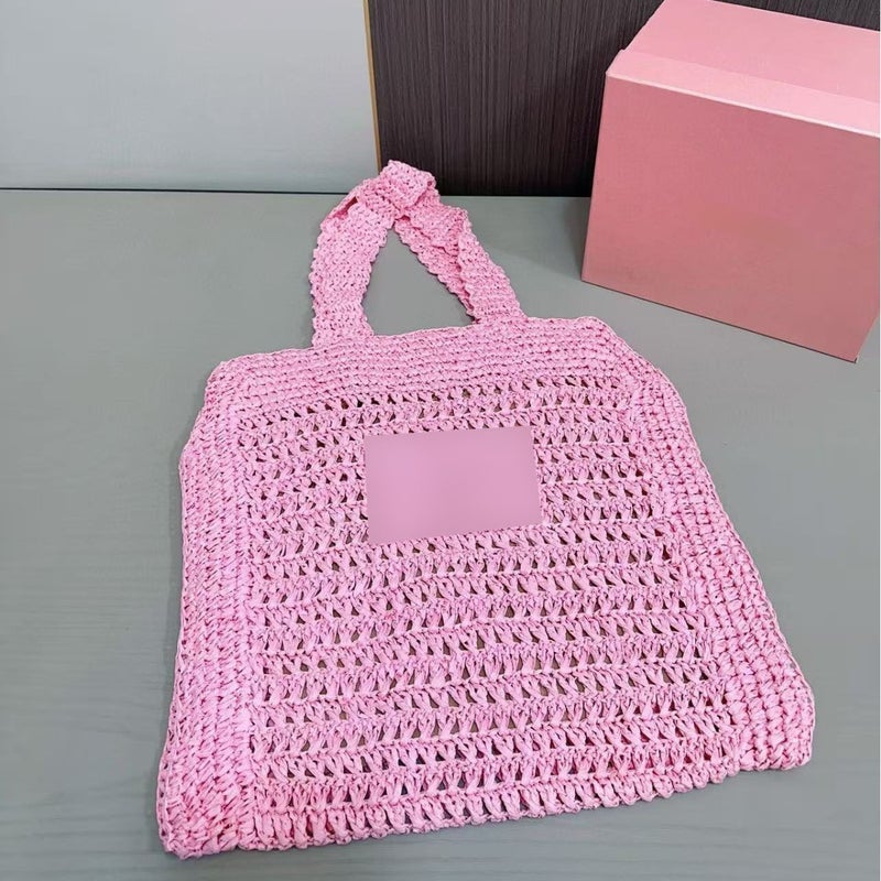 Striped Embroidered Hollow Woven Bag Crochet Bag Women'S Casual Handbag Shoulder Bag Lightweight Style - Image 5