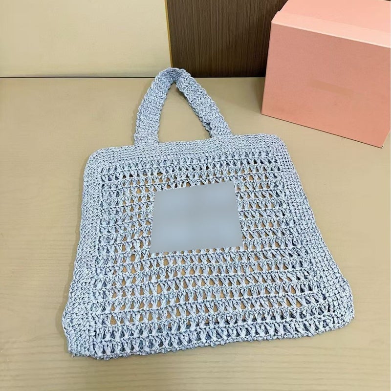 Striped Embroidered Hollow Woven Bag Crochet Bag Women'S Casual Handbag Shoulder Bag Lightweight Style - Image 3