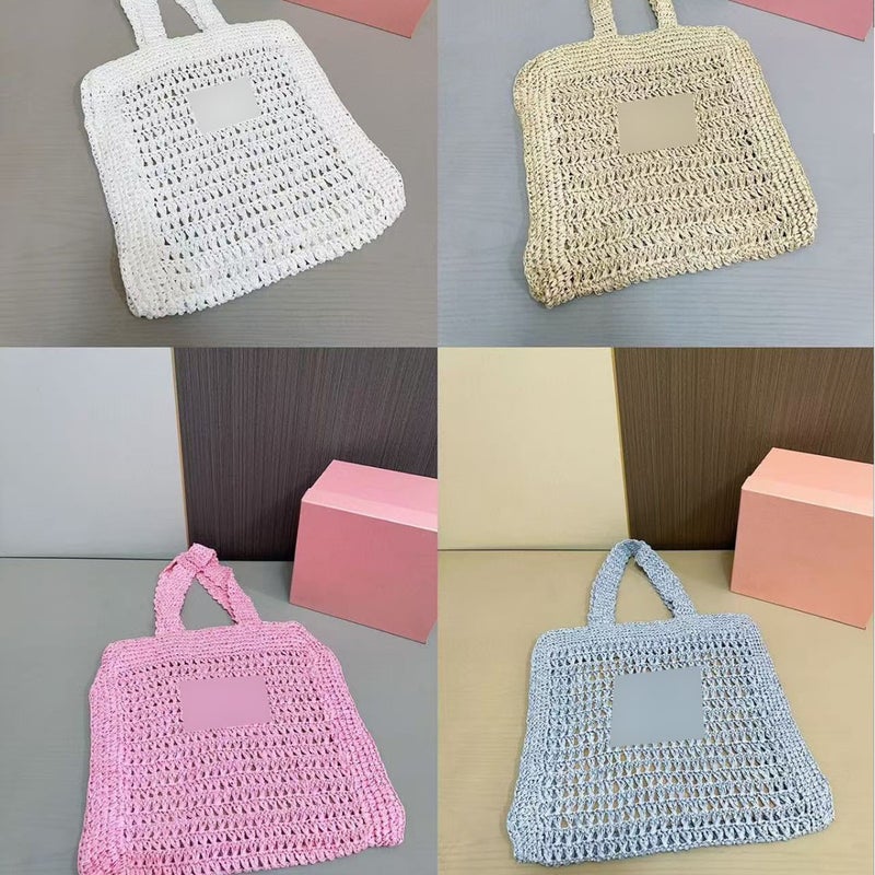 Striped Embroidered Hollow Woven Bag Crochet Bag Women'S Casual Handbag Shoulder Bag Lightweight Style - Image 2