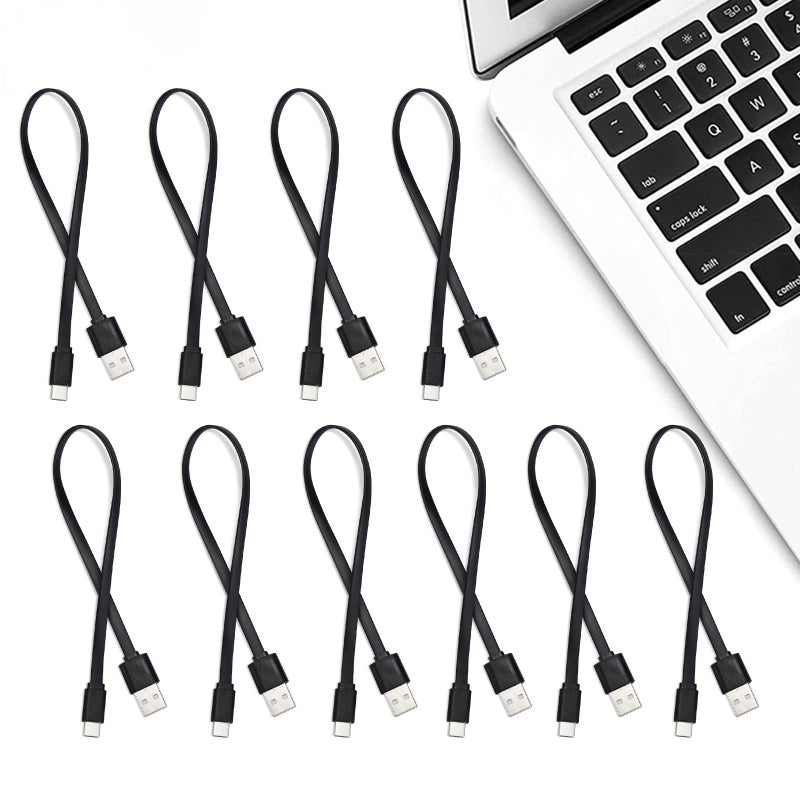 Smays 6" Flat USB-A to USB-C Cable - 10-Pack Fast-Charging and Data Sync - Image 5