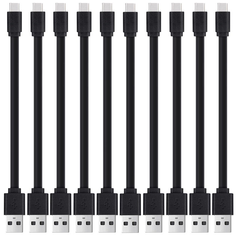 Smays 6" Flat USB-A to USB-C Cable - 10-Pack Fast-Charging and Data Sync - Image 1