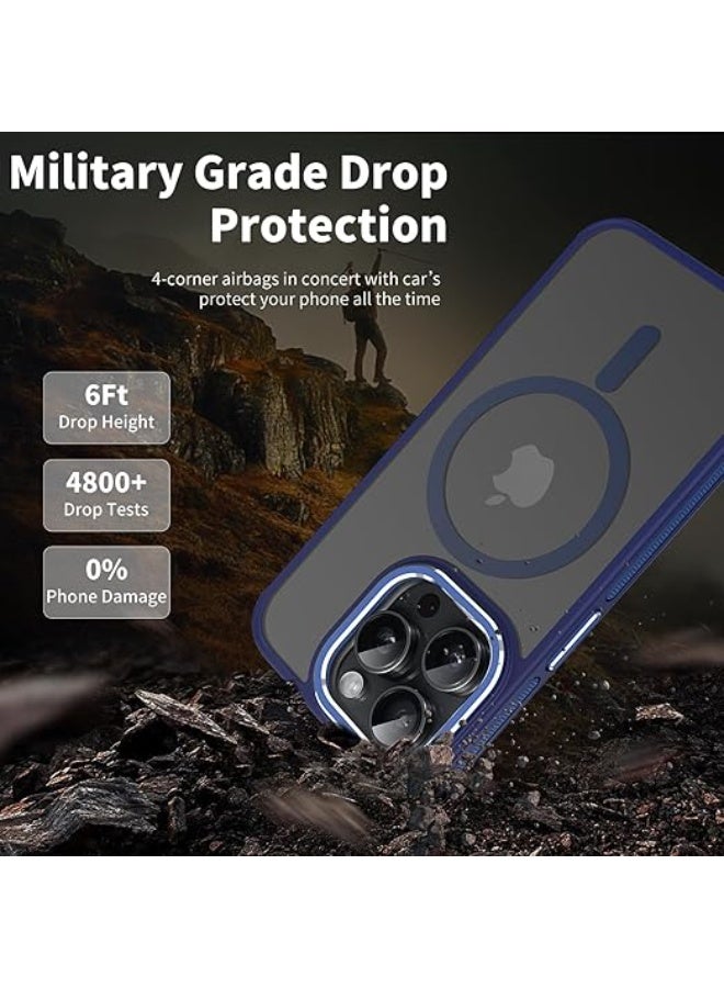 Case Compatible with Magsafe, iPhone 13 Pro Max Phone Case,Translucent Matte Shockproof Women Men Girl Protective Case Cover for iPhone 13 Pro Max 6.7"(Blue) - Image 3