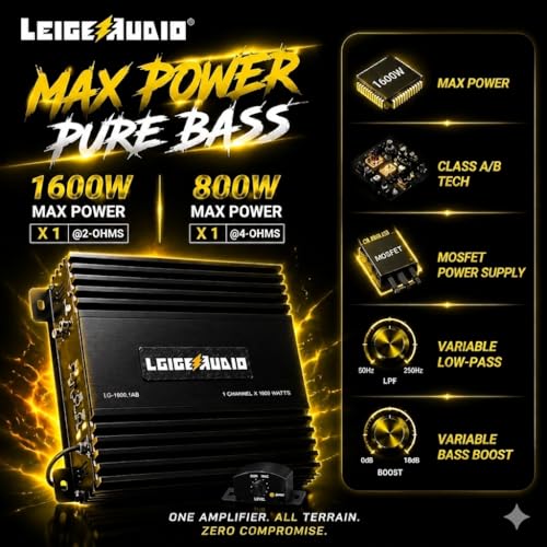 LEIGESAUDIO 1600 Watts MonoBlock Amplifier, Class A/B, Remote Subwoofer Control, Mosfet Power Supply, Subwoofer Amplifiers for Car Audio Speakers - Image 3