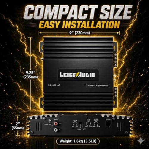 LEIGESAUDIO 1600 Watts MonoBlock Amplifier, Class A/B, Remote Subwoofer Control, Mosfet Power Supply, Subwoofer Amplifiers for Car Audio Speakers - Image 5