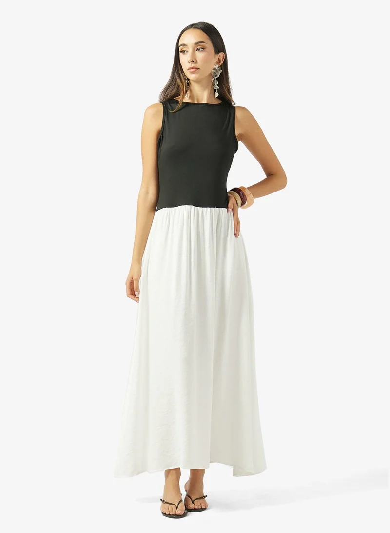 Ginger Colorblock Dropwaist Gather Detail Dress