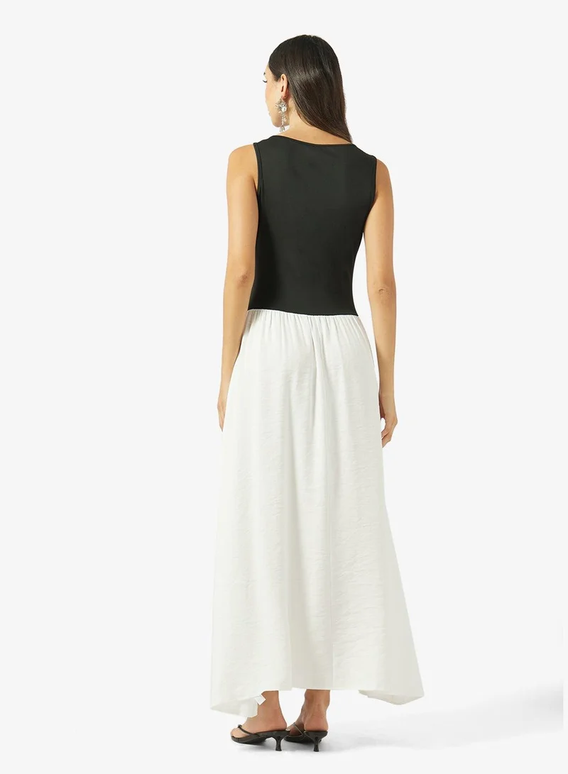 Ginger Colorblock Dropwaist Gather Detail Dress