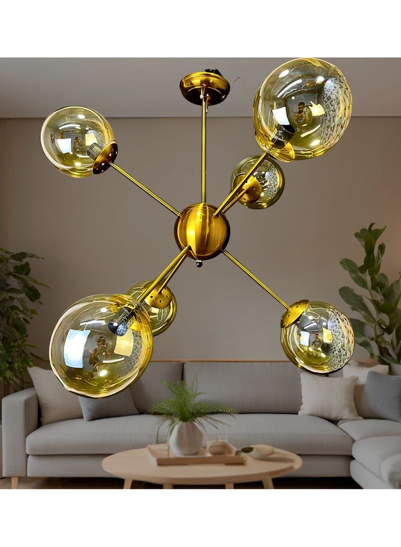 نجف مودرن معدن 6 لمبة علي شكل شمس