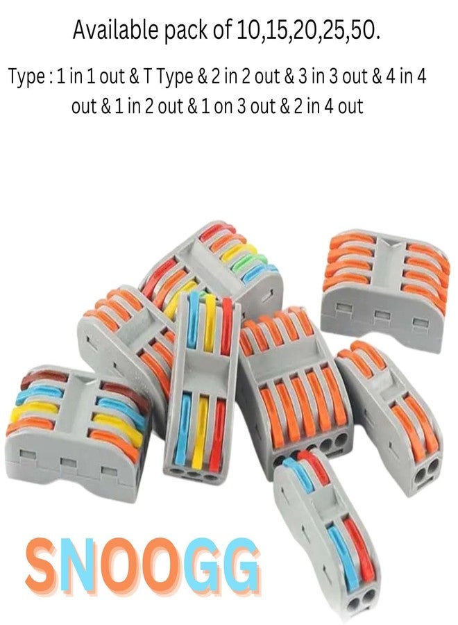 SNOOGG 15 Piece Pack DIY - Do it Your Self Small Quick Terminal Junction Block Compact Splice Electrical T-Type 1 in 2 out Connectors Clamp with Easy Releasable Lever Quick & Simple - Image 4