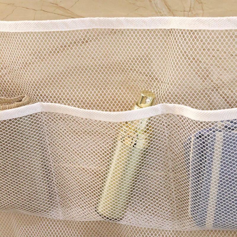 Multifunction Premium Bathtub Toy Organizer Set Mesh Net Storage Bath Product Storage with Strong Cup Hooks 45x52cm (White) - Image 3