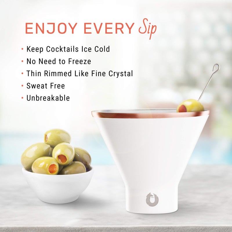 SNOWFOX Fun Collection Insulated Stainless Steel Martini and Margarita Cocktail Glass  Set of 2  Lime  8 fluid ounces - Image 4