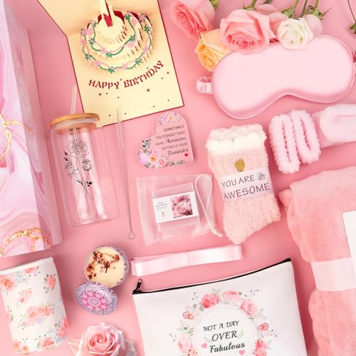 JiMiao Birthday Gifts for Women, 13pc Valentine Gift Basket for Women Birthday Unique, Spa Basket Care Package Get Well Soon Box for Teen Girls, Sister, Mom, Her Fantasy Box for Mother's Day - Image 2