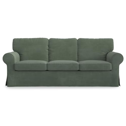 MASTERS OF COVERS Ektorp 3 Seat Sofa Cover Slipcover Replacement Made for The IKEA Ektorp 3 Seat Sofa Cover(Corduroy Green)-Does NOT fit Ektorp 3.5-seat Sofa - Image 1