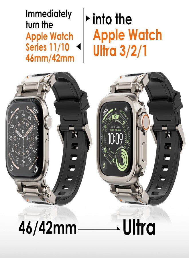 كيدز حافظة KADES المعدنية 3 في 1 متوافقة مع ساعة Apple Watch Series 11/10 مقاس 46 مم، واقي متين كامل الجسم مع تاج الساعة والغطاء الخلفي، يحول iWatch إلى طراز Ultra 3/2/1، تيتانيوم - Image 3