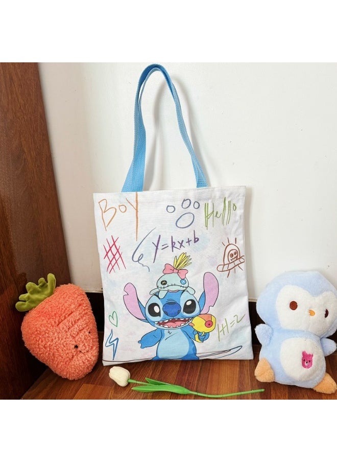 STITCH Cartoon Stitch pattern canvas tote bag, student tote bag, reusable beautiful eco-friendly bag, book shopping groceries cotton cute tote bag  - Image 1