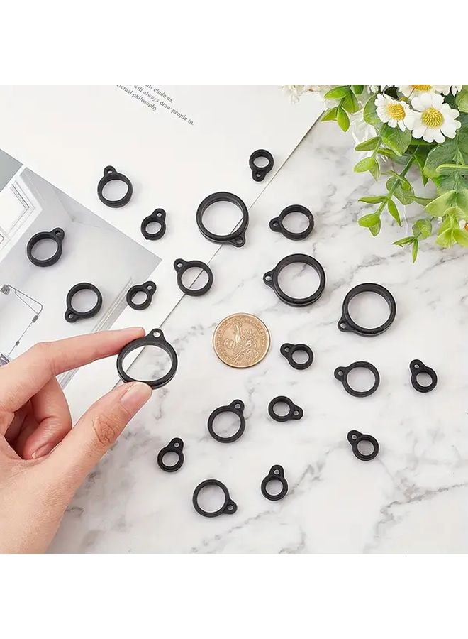 30pcs Black Silicone Anti Lost Rings Adjustable Pen Holders Keychain Accessories - Image 3