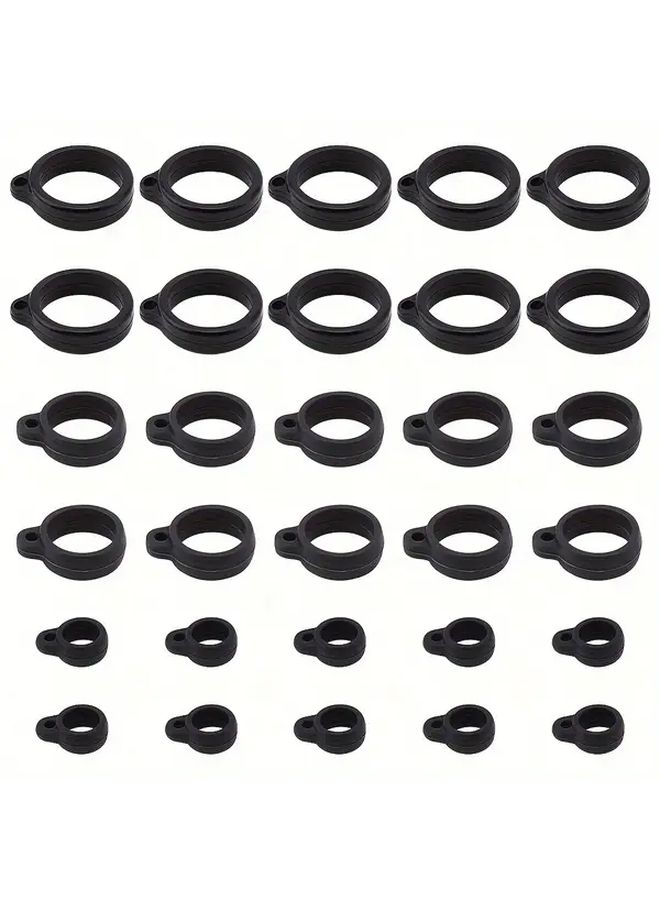 30pcs Black Silicone Anti Lost Rings Adjustable Pen Holders Keychain Accessories - Image 2