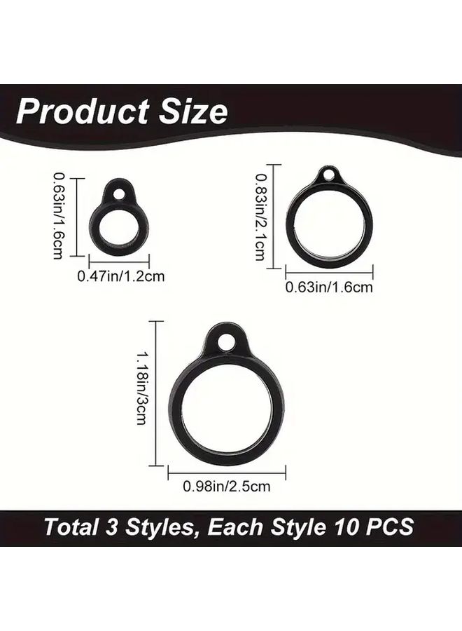 30pcs Black Silicone Anti Lost Rings Adjustable Pen Holders Keychain Accessories - Image 4