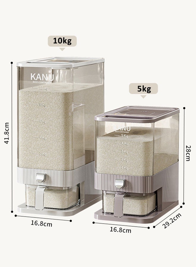 Rice Dispenser Rice Storage Box Food Storage Container Grain Storage Compartment Sealed Moisture Proof with Measuring Cup for Home Kitchen Grain, Flour Storage (5KG/10KG) - Image 2