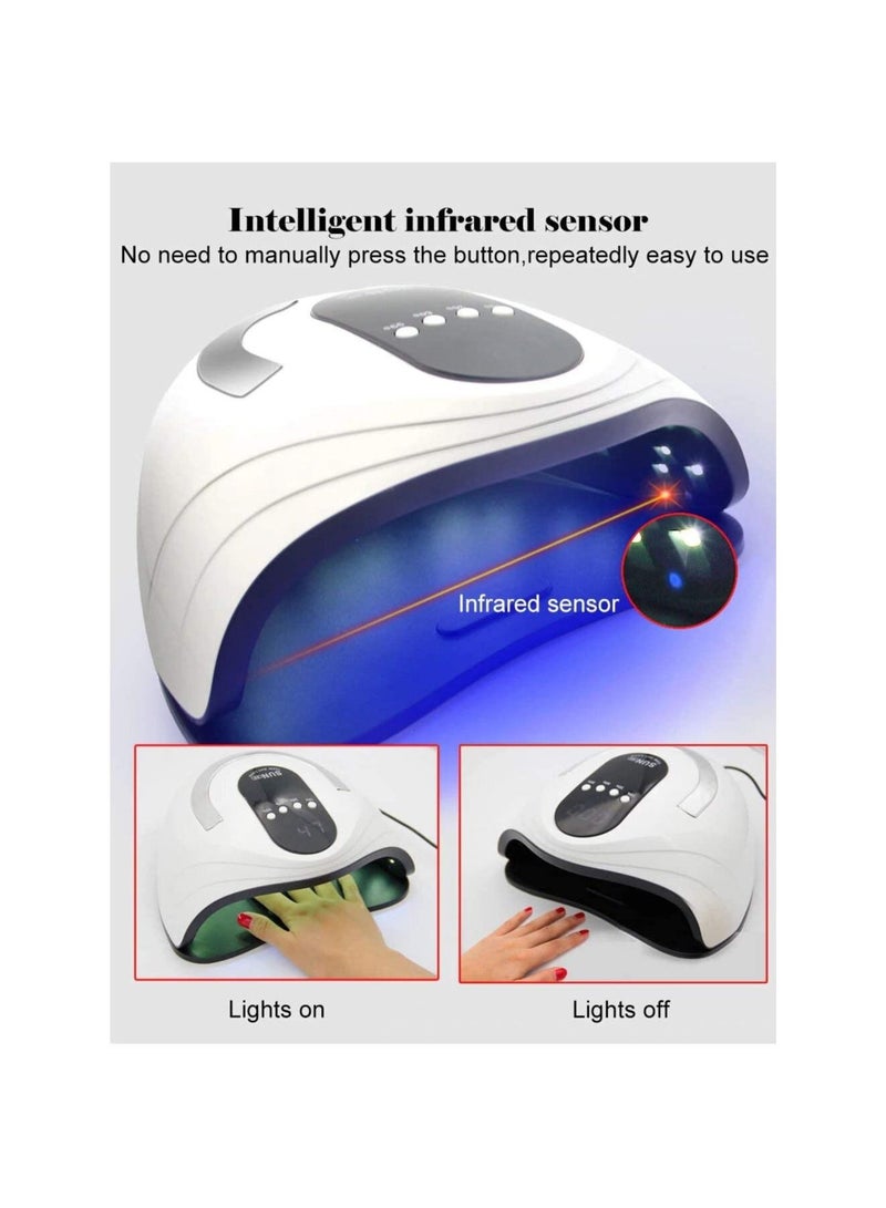 عام مصباح LED للأظافر ، مجفف سريع للأظافر 120 وات لعلاج طلاء الجل مع 4 موقتات ، مقبض محمول ، مستشعر أوتوماتيكي كبير للفضاء (أبيض) - Image 5