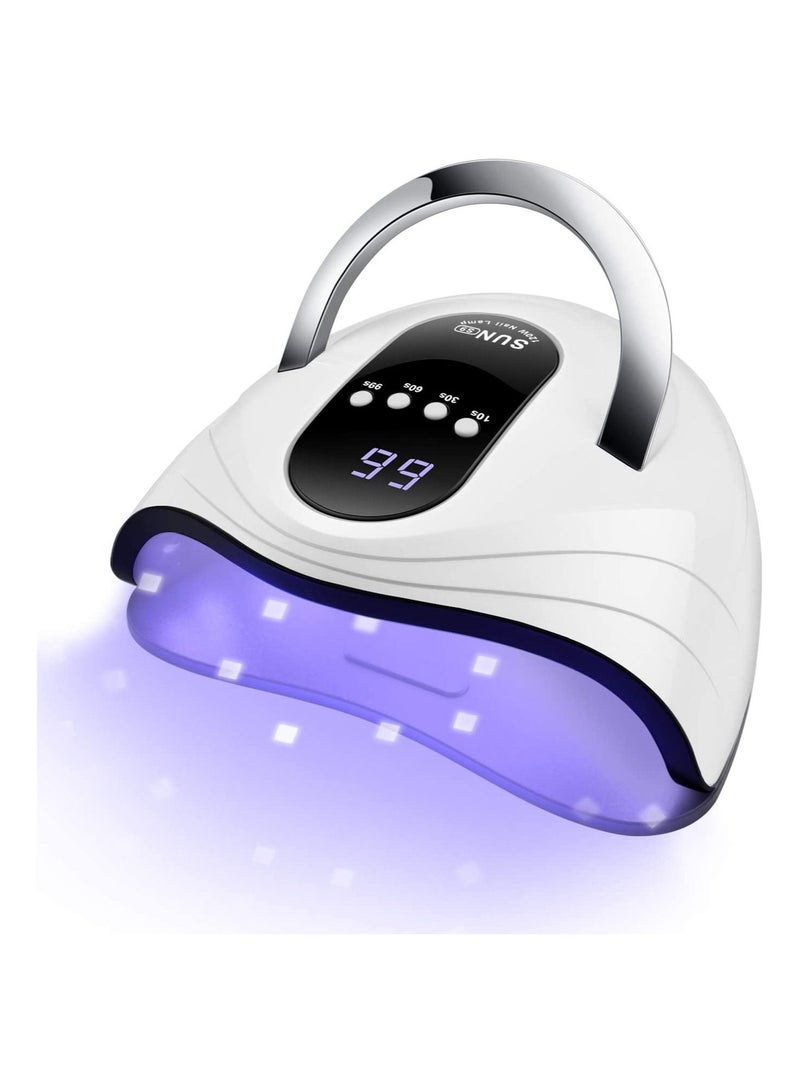عام مصباح LED للأظافر ، مجفف سريع للأظافر 120 وات لعلاج طلاء الجل مع 4 موقتات ، مقبض محمول ، مستشعر أوتوماتيكي كبير للفضاء (أبيض) - Image 2